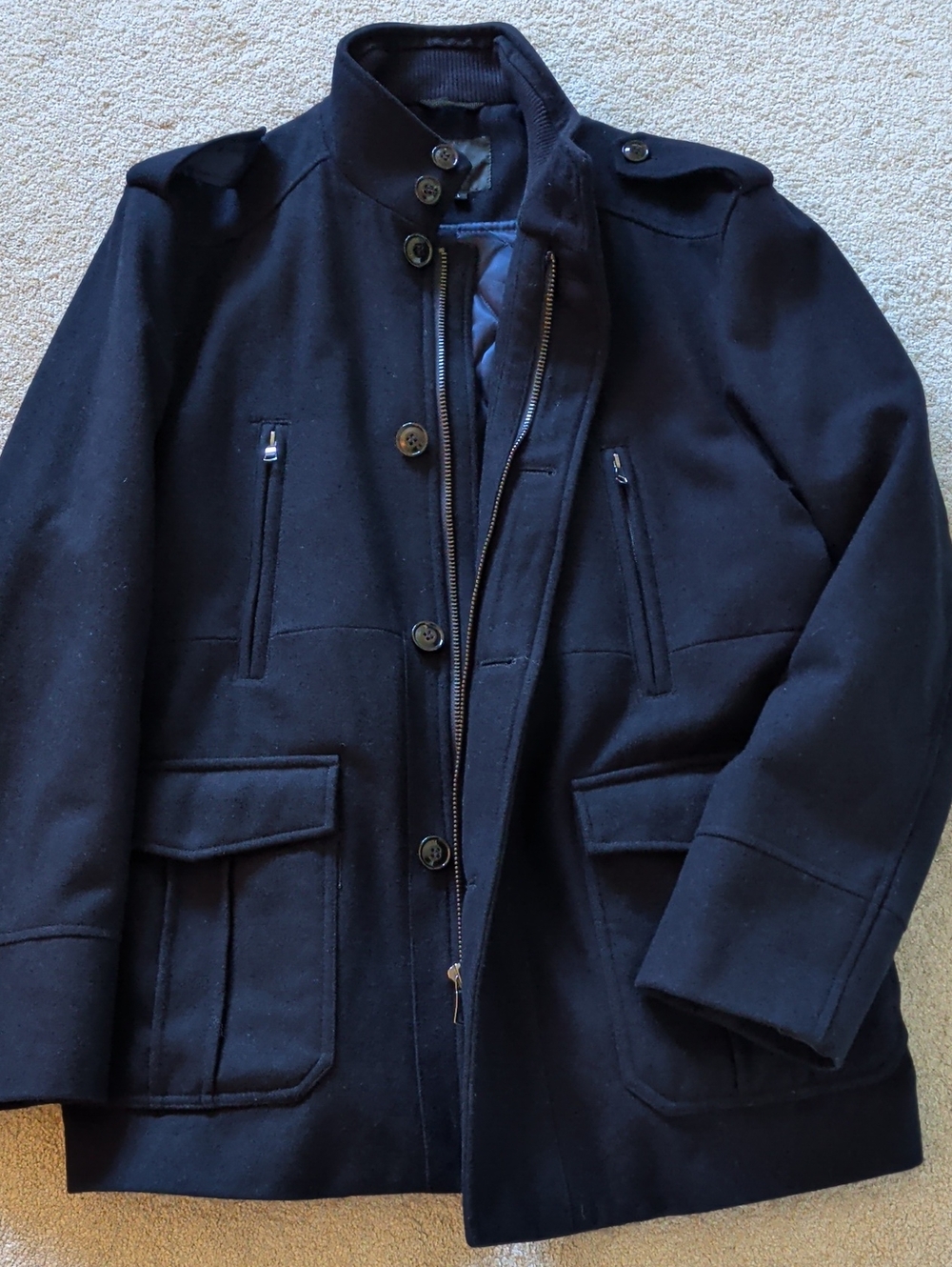 Marks & Spencer Navy Military Field Coat with Epaulettes
